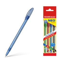 Цена за 12 шт. Набор из 4 ручек шариковых ErichKrause Neo® Stick Original 0.7, Super Glide Technology, цвет чернил: син, черн, красн, зел (в пакете)