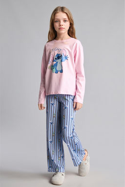 %100 Pamuk L_lo & St_tch Lisansl_ 2li Pijama Tak_m_ K_z _ocuk - Defacto фото 2