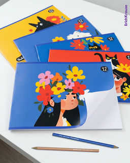 АКЦИЯ Цена за 5 шт. Альбом для рисования на скобе ErichKrause Sunbloom, А4, 12 листов_MIX-PACK