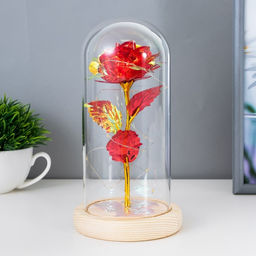 Фигурка светящаяся колба RISALUX Красный цветок, LED-ночник, от батареек 3ААА, 11?11?21.5 см