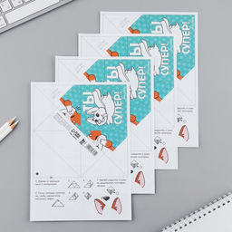 Цена за 20 шт. Закладки-оригами «Корги», МИКС