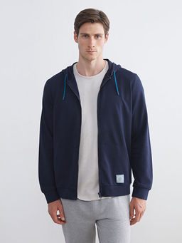 Kap??onlu Uzun Kollu Erkek Fermuarl? Sweatshirt