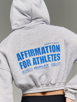 Кроп-худи Oversize с принтом - NEVERLATE фото 3