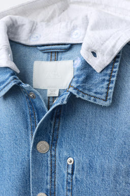 SOBRECAMISA DENIM CAPUCHA DESMONTABLE FELPA / Azul - Zara фото 5