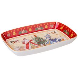 БЛЮДО LEFARD ДЕД МОРОЗ И СНЕГУРОЧКА ПРЯМОУГ. 30Х19Х4 СМ КРАСНОЕ  фото 3