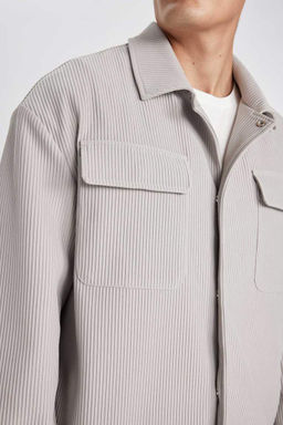 Плиссированная куртка с рубашечным воротником и расслабленным кроем - Defacto фото 9