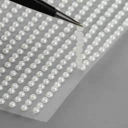 Цена за 5 шт. Жемчуг самоклеящийся, d = 3 мм, 15 полос на листе, цвет белый