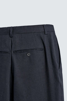 PANTAL?N PLIEGUES RELAXED FIT LINO - LANA / Marino - Zara фото 8