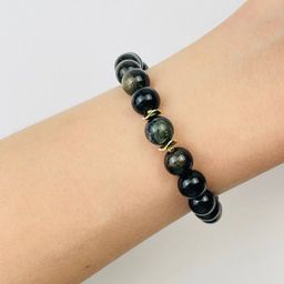 Браслет из золотистого Обсидиана и Яшмы "Камбаба" 18 см