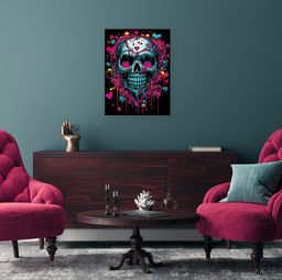 ФРЕЯ PNB/PMC-277 Набор для раскрашивания по номерам ( цветной холст ) 40 х 30 см Череп. Поп-арт