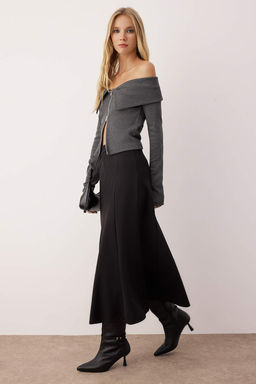 Trendyolmilla Siyah Klos Maxi Esnek Orme Etek TWOSS24ET00156 фото 2