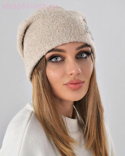 Букле пайетка вышивка Шапка флис (56-58)