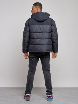 Куртка мужская зимняя с капюшоном спортивная великан темно-синего цвета 8377TS - Wonderrman фото 5