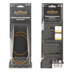 Спицы Alpina круговые SIL-80 сталь d 6.0 мм 80 см с металлическим тросиком