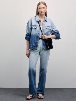 Джинсовая куртка с градиентом / Zarina  фото 2