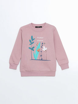 Bisiklet Yaka Bask?l? K?z Bebek Sweatshirt