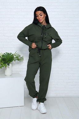 Костюм с брюками, футер с лайкрой 2-х нитка (00907, хаки)