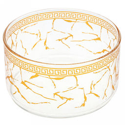 Блюдо-этажерка (конфетница, набор для холодца) стеклянное3-х секционное, 1 секция - 500мл д10,9см h6,3см, прозрачное стекло с деколью, одна бамбуковая крышка, ручка-кнопка "кристалл" с металлическим декором, металлическая подставка с ручкой, на ножка