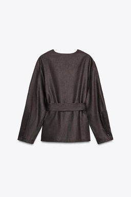 ZW COLLECTION LINEN BELTED KIMONO - Zara фото 10