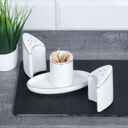 Набор для специй 4 предмета белый А / FY203004 /уп 48/ Золотая отводка Костяной - Галеонтрейд фото 9