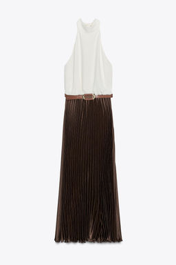 PLEATED COMBINED MIDI DRESS - Zara фото 18
