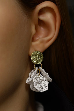 Серьги ассорти «Ветер», бабочка, малые, белые в золоте