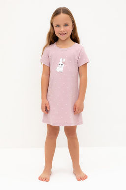 К 1155/розовый лед,мини сердечки сорочка ночная для дев