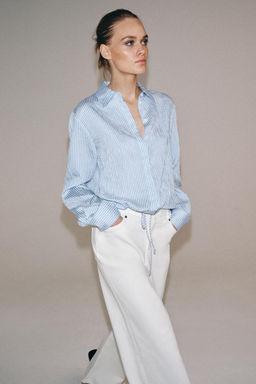 CAMISA RAYAS LAZADAS ZW COLLECTION / Azul / Blanco - Zara фото 4