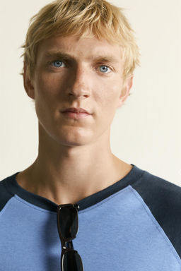 CAMISETA COLOR BLOCK ALGOD?N - LINO / Azul / ?ndigo - Zara фото 5