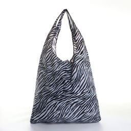 Сумка хозяйственная «Зебра» на кнопке, складная, чёрная, белая