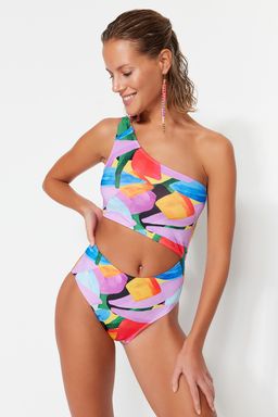 TRENDYOLMILLA Soyut Desenli Tek Omuz Regular Mayokini TBESS23MA00243 фото 5