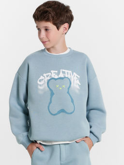 Свитшот для мальчиков синий с печатью