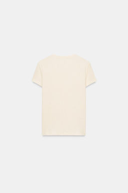 CAMISETA MANGA CORTA ALGOD?N / Crudo - Zara фото 3