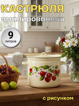 Кастрюля 9,0л 1621/4 с рисунком