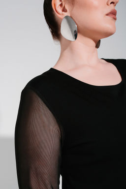 Сетка+ трикотажная вискоза лонгслив джемпер блуза