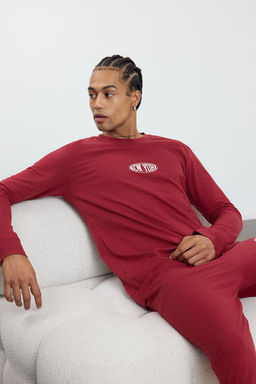 TRENDYOL MAN Erkek Lacivert Regular Fit Bask?l? Orme Pijama Tak?m? TMNAW25PT00002 - Trendyolmilla фото 2