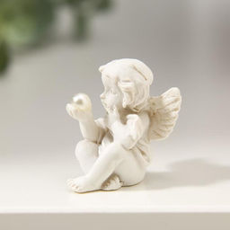 Цена за 2 шт. Фигурка полистоун Ангелочек рассматривает жемчужину, 3.5?2.5?2.8 см, МИКС