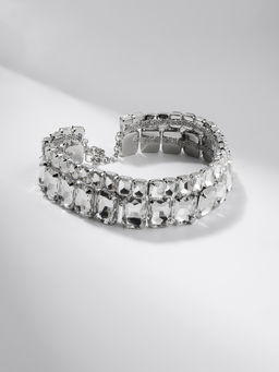 Чокер-колье Сияние дуэт, цвет белый в серебре, 36 см