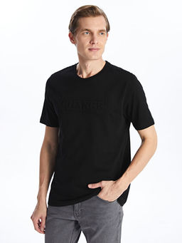 Bisiklet Yaka K?sa Kollu Bask?l? Penye Erkek Ti??rt