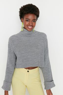 Haki Crop Basic Triko Kazak TWOAW22KZ0223 - Trendyolmilla фото 17