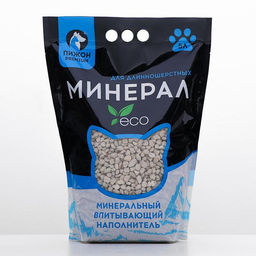 Наполнитель минеральный впитывающий Пижон Premium, для длинношерстных кошек, 5 л