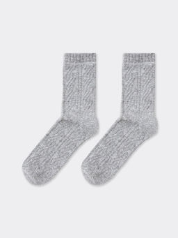 Цена за 5 пар! Теплые Носки детские в светло-сером цвете с ажурным рисунком - Mark formelle фото 3