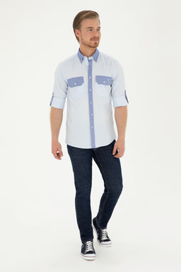U. S. Polo Assn / Мужская голубая рубашка с длинным рукавом - U.s. polo assn фото 11