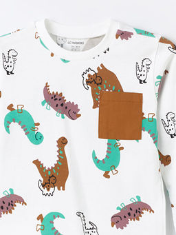 Bisiklet Yaka Uzun Kollu Bask?l? Erkek Bebek Ti??rt - Waikiki фото 3