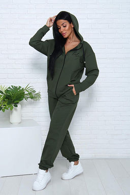 Костюм с брюками, футер с лайкрой 2-х нитка (00907, хаки)