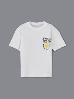 Bisiklet Yaka Bask?l? Erkek ?ocuk Ti??rt