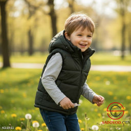 Жилетка для мальчика с капюшоном