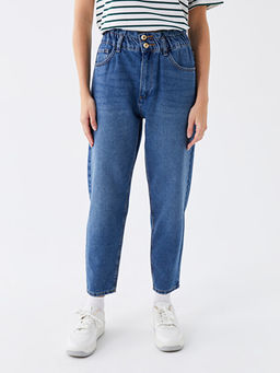 Beli Lastikli Slouchy Fit Kad?n Jean Pantolon