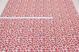Бязь "Красные снежинки на белом", ш.1.5м, хлопок-100%, 120гр/м.кв