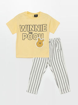 Bisiklet Yaka K?sa Kollu Winnie The Pooh Bask?l? Erkek Bebek Ti??rt ve Pantolon 2li Tak?m